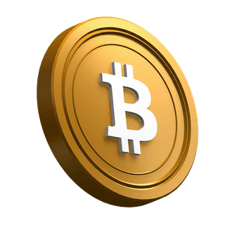 Angled Bitcoin (BTC) coin within the hero section layout