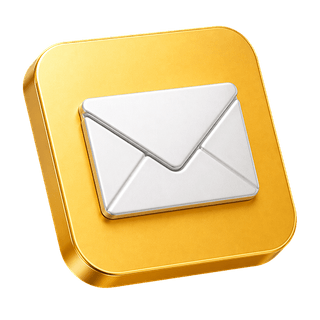 Decorative 3D icon showing a mail envelope on the contact us page